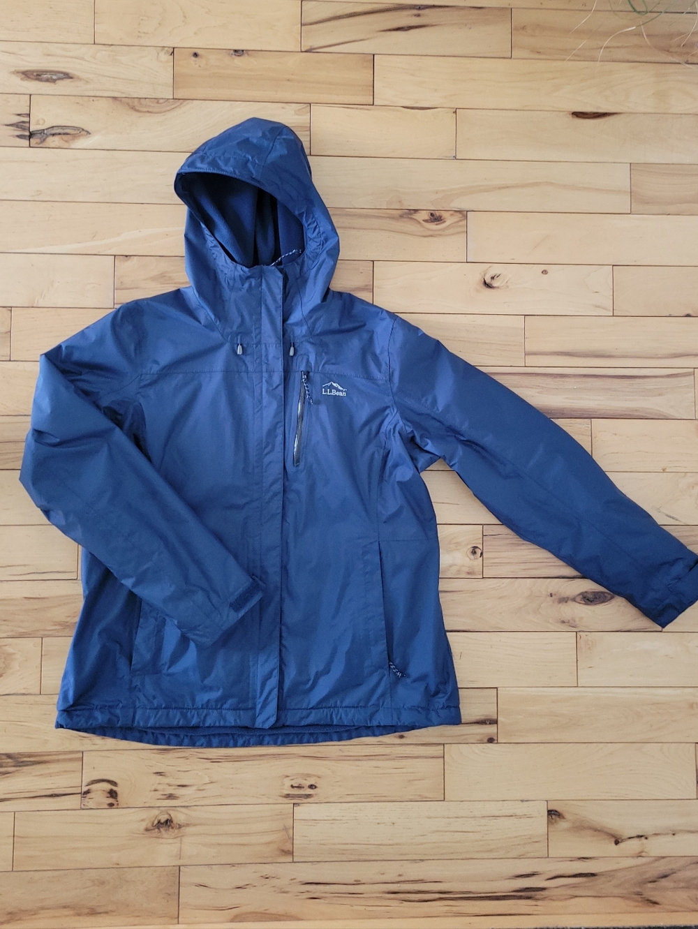 Women's Trail Model Rain Jacket, Fleece-Lined LL BEAN Blue Size Large Petite